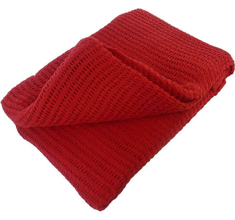 Ram Rugby-Cellular Cotton Blanket - Washable - Red
