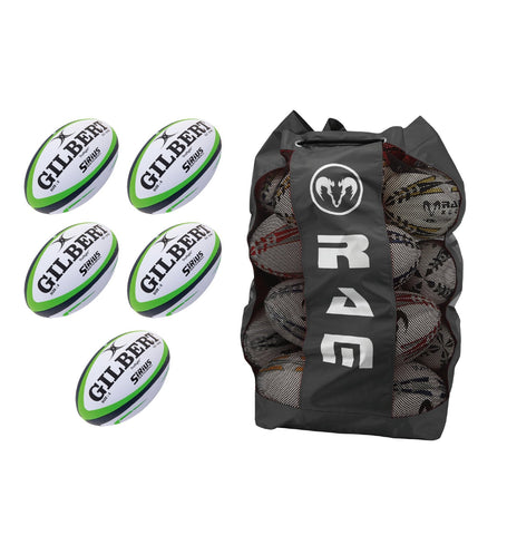 Ram Rugby-Gilbert Sirius Match Ball Bundle - 5 x balls and bag