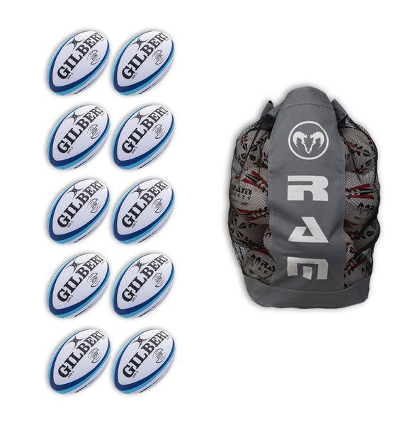 Gilbert Atom Match Ball Bundle - 10 x balls and bag