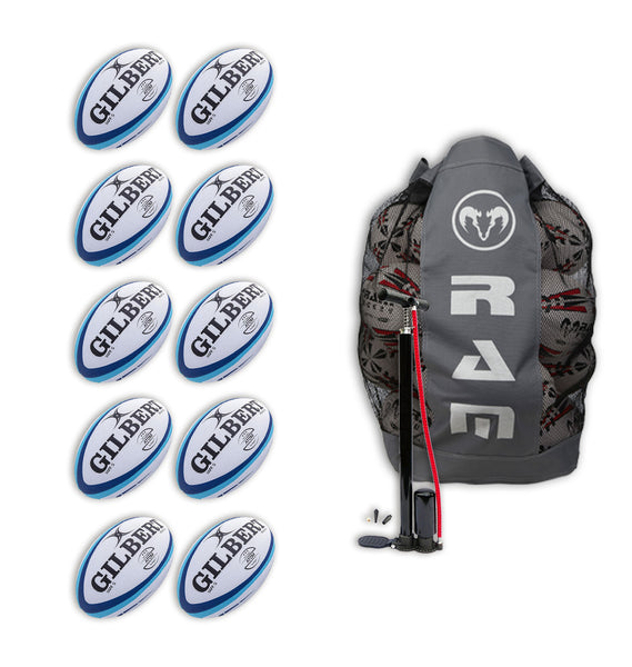 Gilbert Atom Match Ball Bundle - 10 x balls and bag