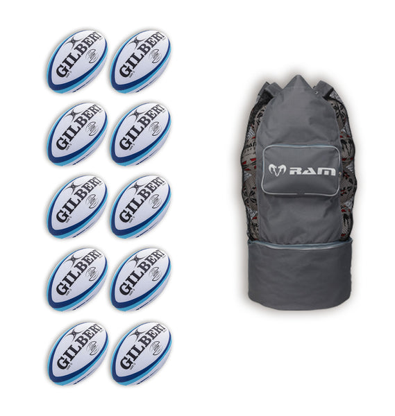 Gilbert Atom Match Ball Bundle - 10 x balls and bag