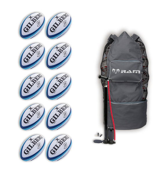 Gilbert Atom Match Ball Bundle - 10 x balls and bag