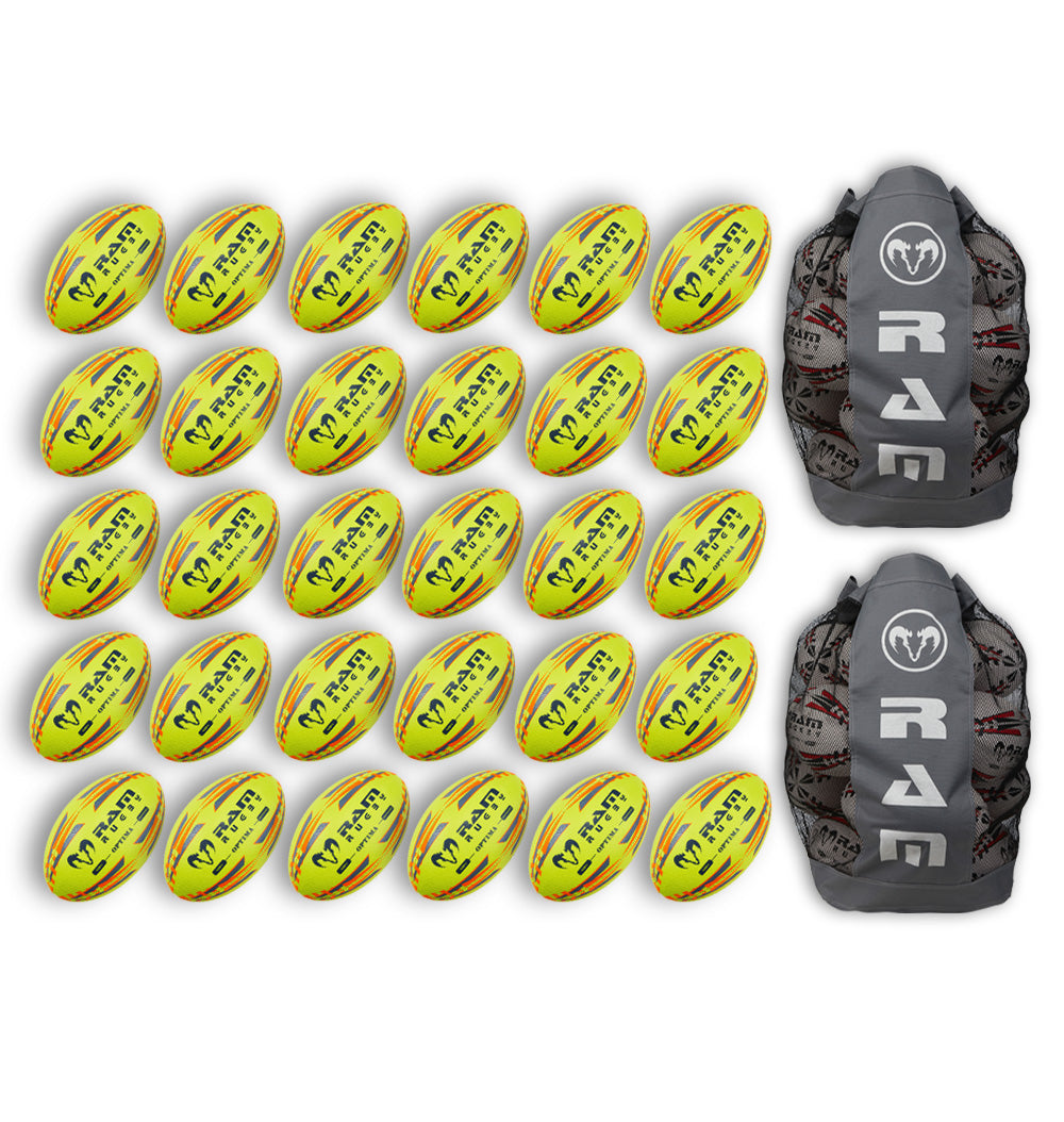 New - Optima Pro Hybrid Neon Rugby Ball