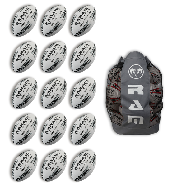 Touch Tag Rugby Match Ball Bundle - 15 x balls and bag