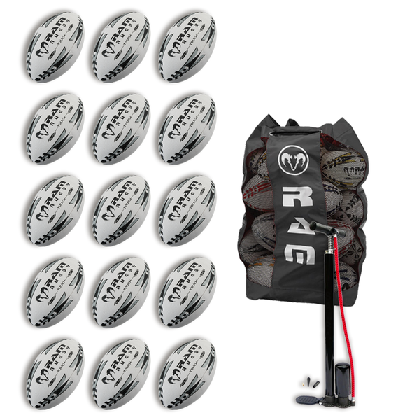 Touch Tag Rugby Match Ball Bundle - 15 x balls and bag