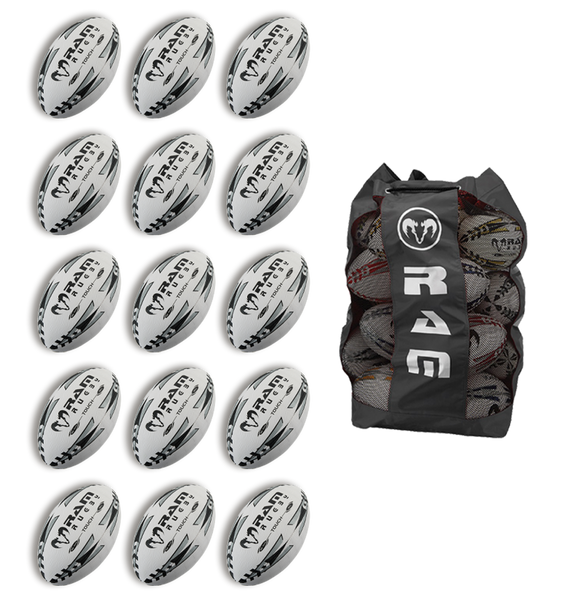Touch Tag Rugby Match Ball Bundle - 15 x balls and bag