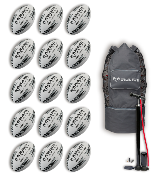 Touch Tag Rugby Match Ball Bundle - 15 x balls and bag