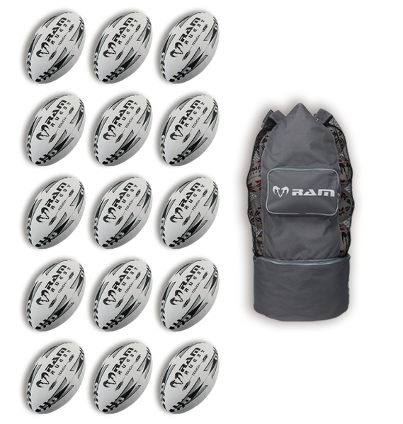 Touch Tag Rugby Match Ball Bundle - 15 x balls and bag