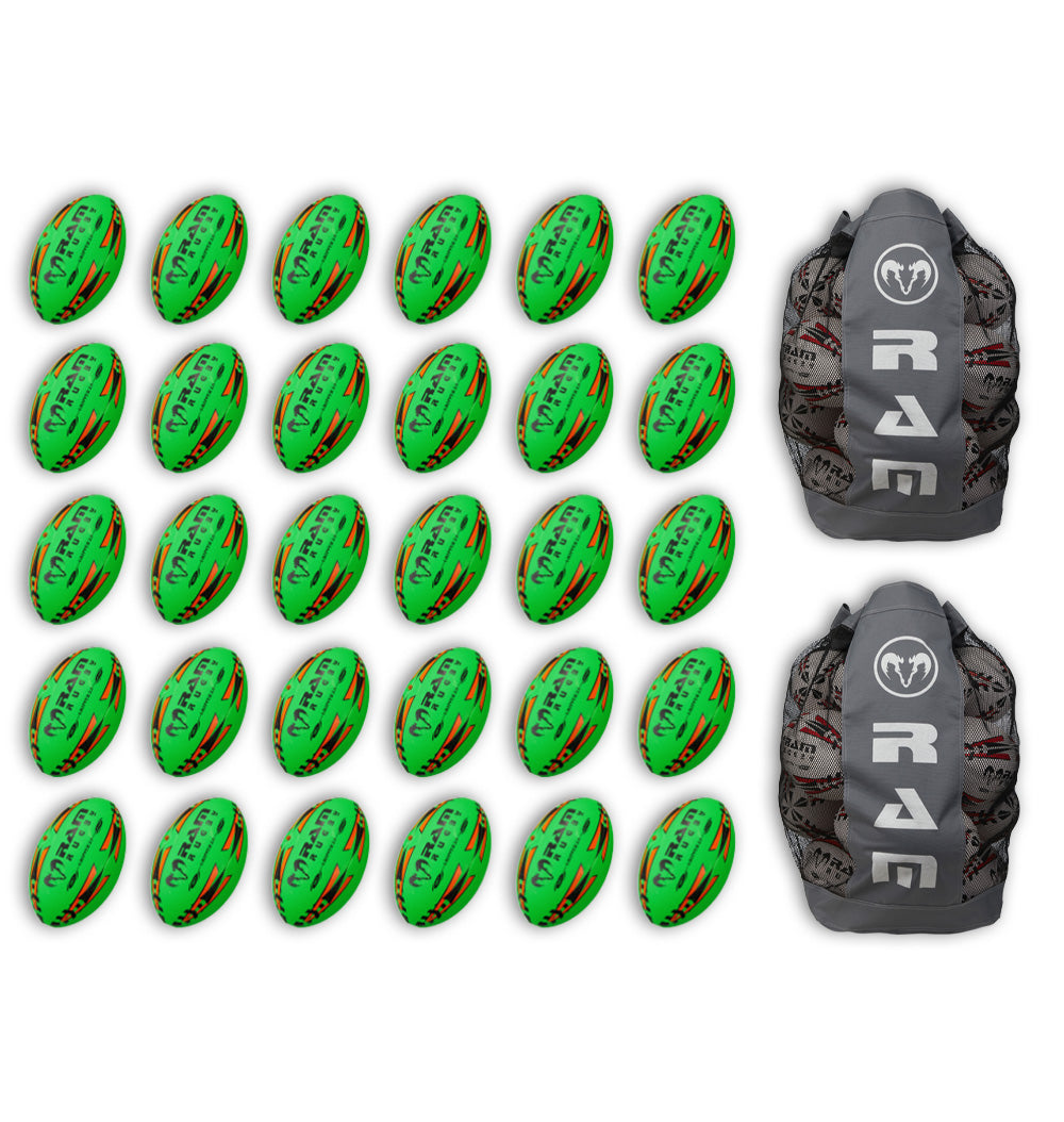 30 x Gripper 2.0 Hybrid - Pro Trainer Neon Rugby Ball Packs