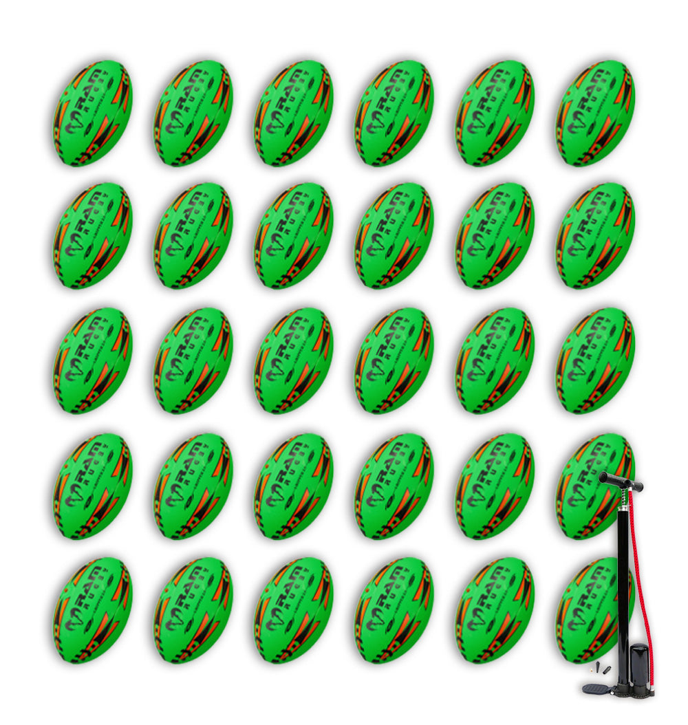 30 x Gripper 2.0 Hybrid - Pro Trainer Neon Rugby Ball Packs