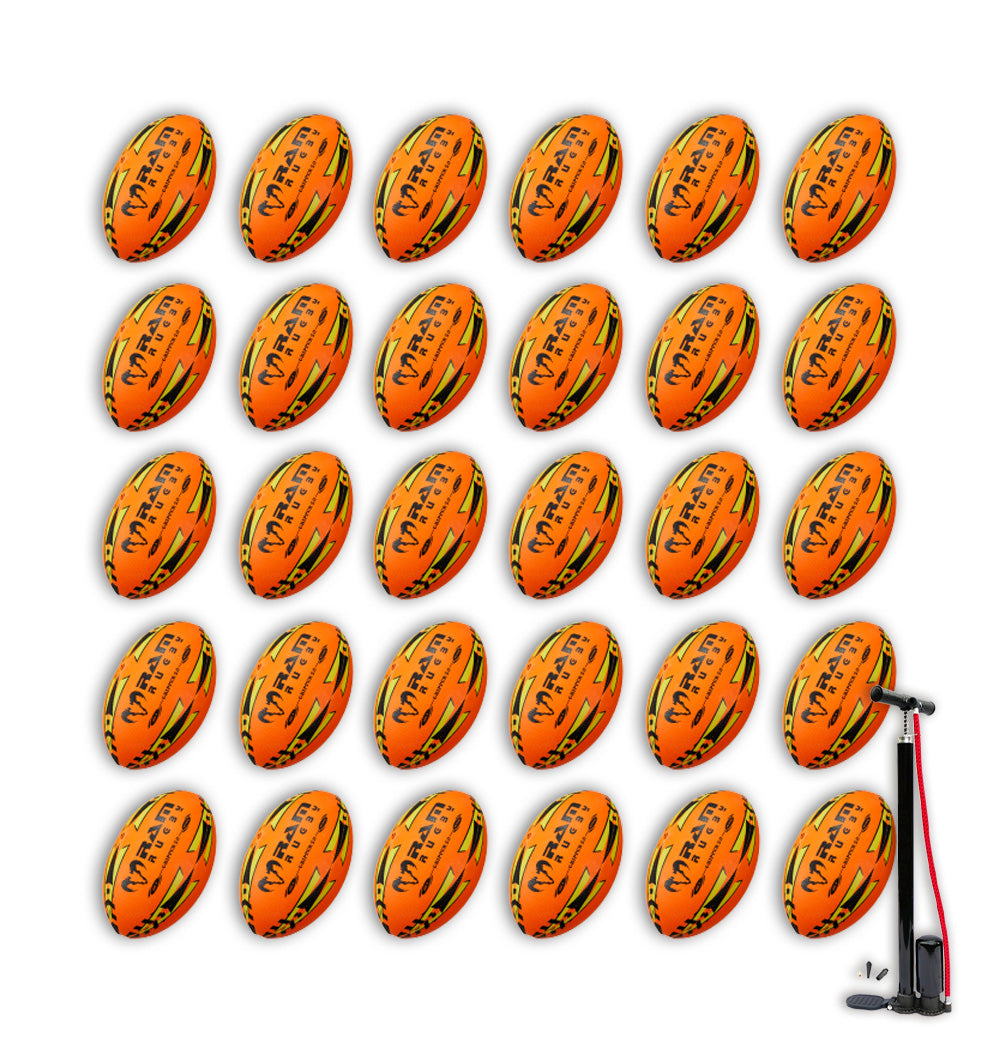 30 x Gripper 2.0 Hybrid - Pro Trainer Neon Rugby Ball Packs
