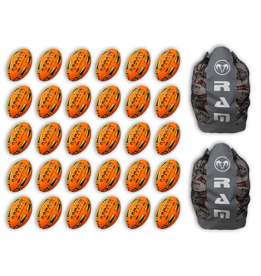 30 x Gripper 2.0 Hybrid - Pro Trainer Neon Rugby Ball Packs