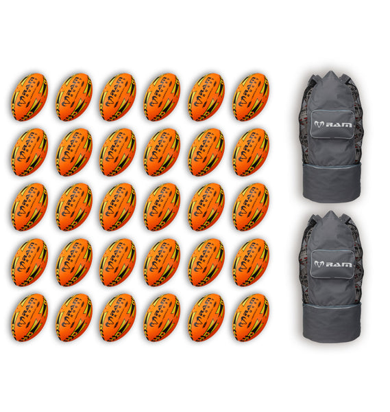 Gripper 2.0 Pro Trainer Neon Yellow, Orange & Green Ball Bundle - 30 x balls and 2 bags