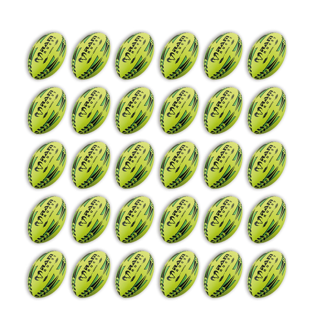 30 x Gripper 2.0 Hybrid - Pro Trainer Neon Rugby Ball Packs