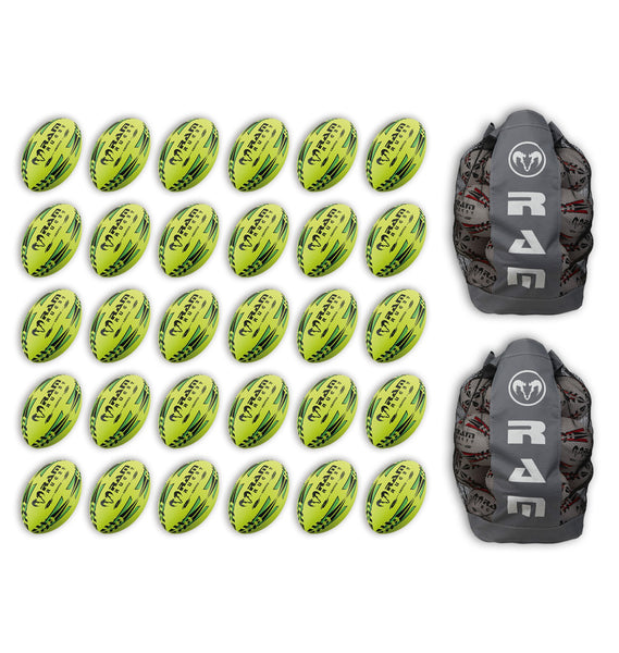 Gripper 2.0 Pro Trainer Neon Yellow, Orange & Green Ball Bundle - 30 x balls and 2 bags