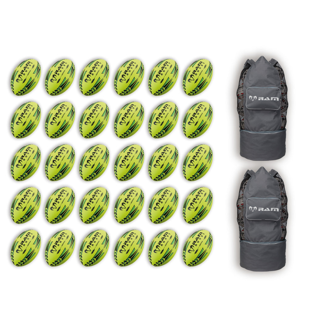 Gripper 2.0 Pro Trainer Neon Yellow, Orange & Green Ball Bundle - 30 x balls and 2 bags