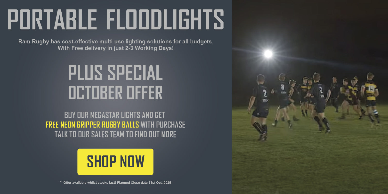 Special-october-offer-portable-floodlights-buy-one- and-get-free-neon-gripper-balls-with-purchase