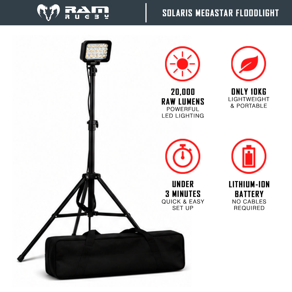 Solaris Megastar 20K LED Floodlight with Lithium-ion Battery