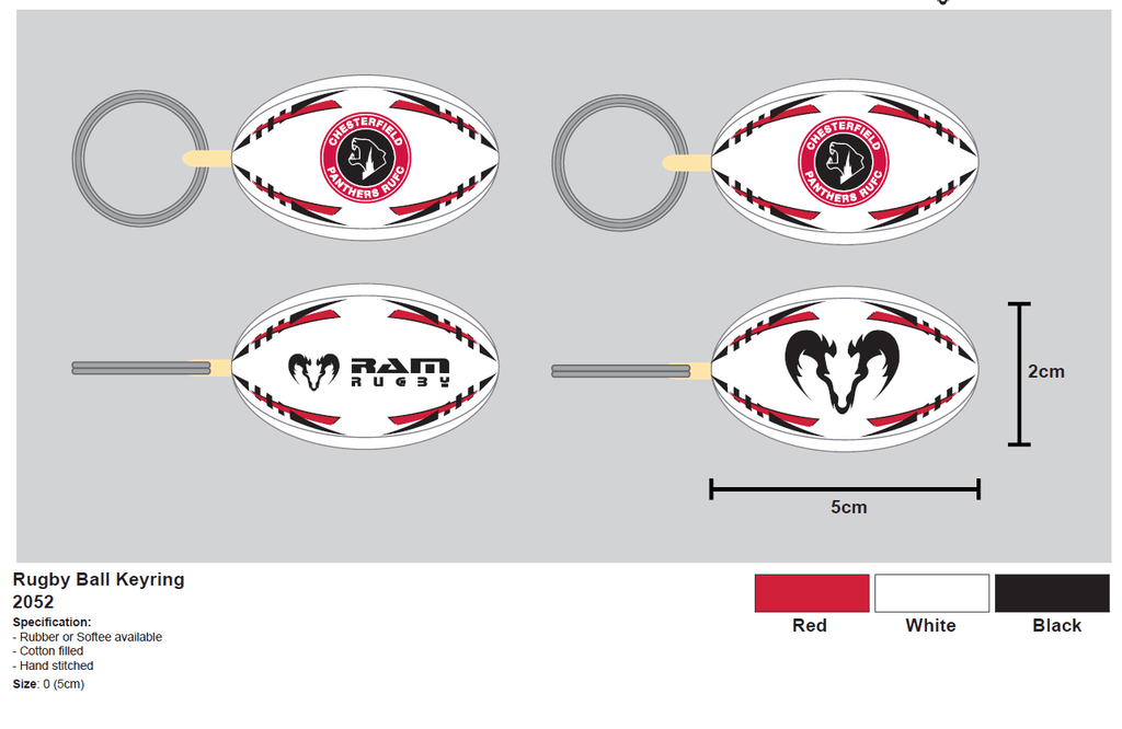 Ram Rugby-Custom Key rings - 14 week delivery