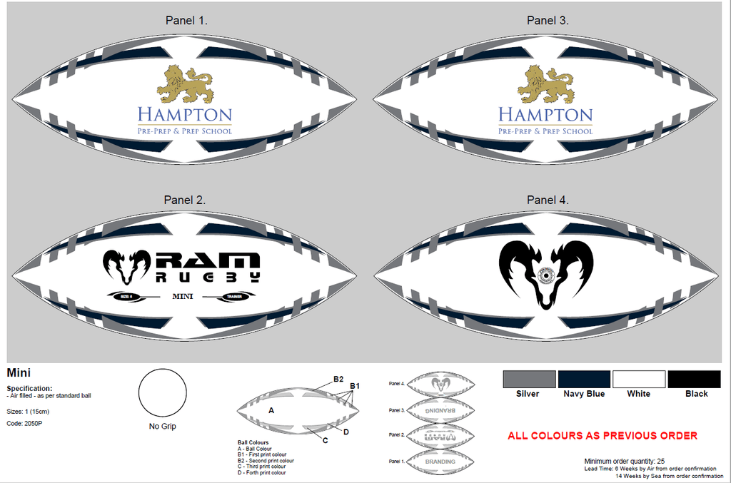 Ram Rugby-Custom Mini & Midi Balls - 14 week delivery