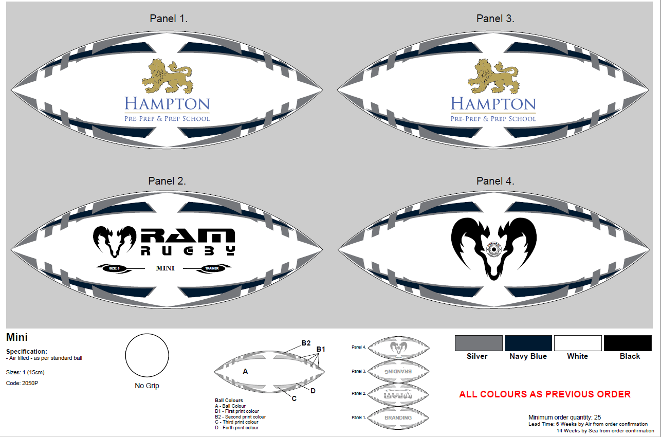 Ram Rugby-Custom Mini & Midi Balls - 8 week delivery