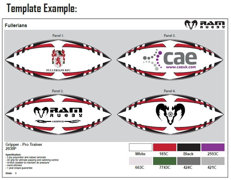 Ram Rugby-Custom Training Balls - 8 week delivery