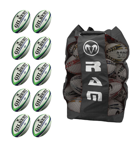 Ram Rugby-Gilbert Barbarian 2.0 Match Ball Bundle - 10 x balls and bag