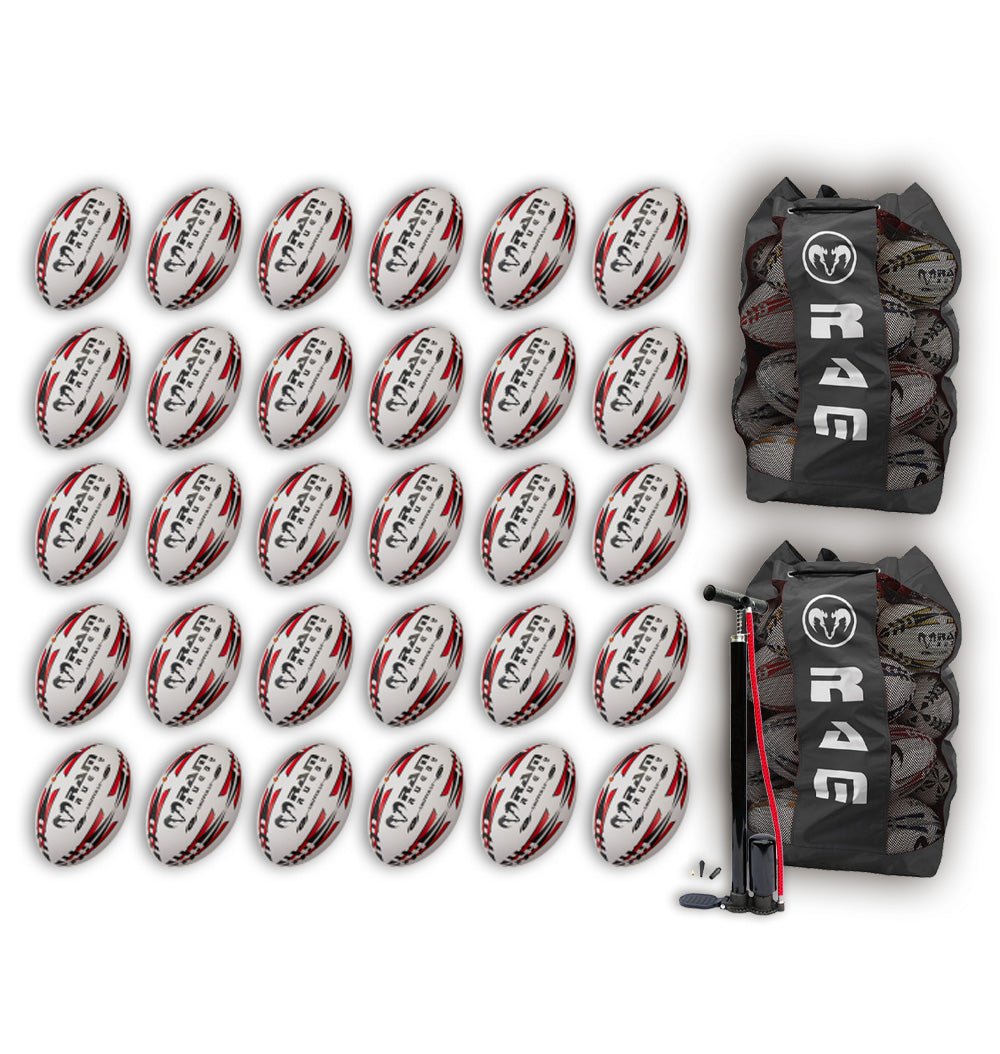 Ram Rugby-Gripper 2.0 Pro Trainer Ball Bundle - 30 x balls and 2 bags