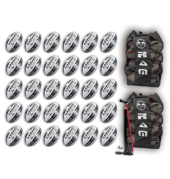 Ram Rugby-Gripper 2.0 Pro Trainer Ball Bundle - 30 x balls and 2 bags