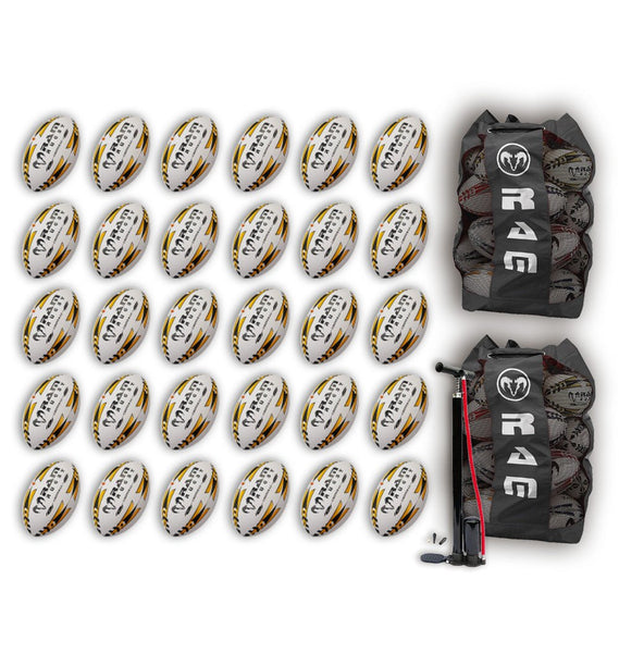 Ram Rugby-Gripper 2.0 Pro Trainer Ball Bundle - 30 x balls and 2 bags