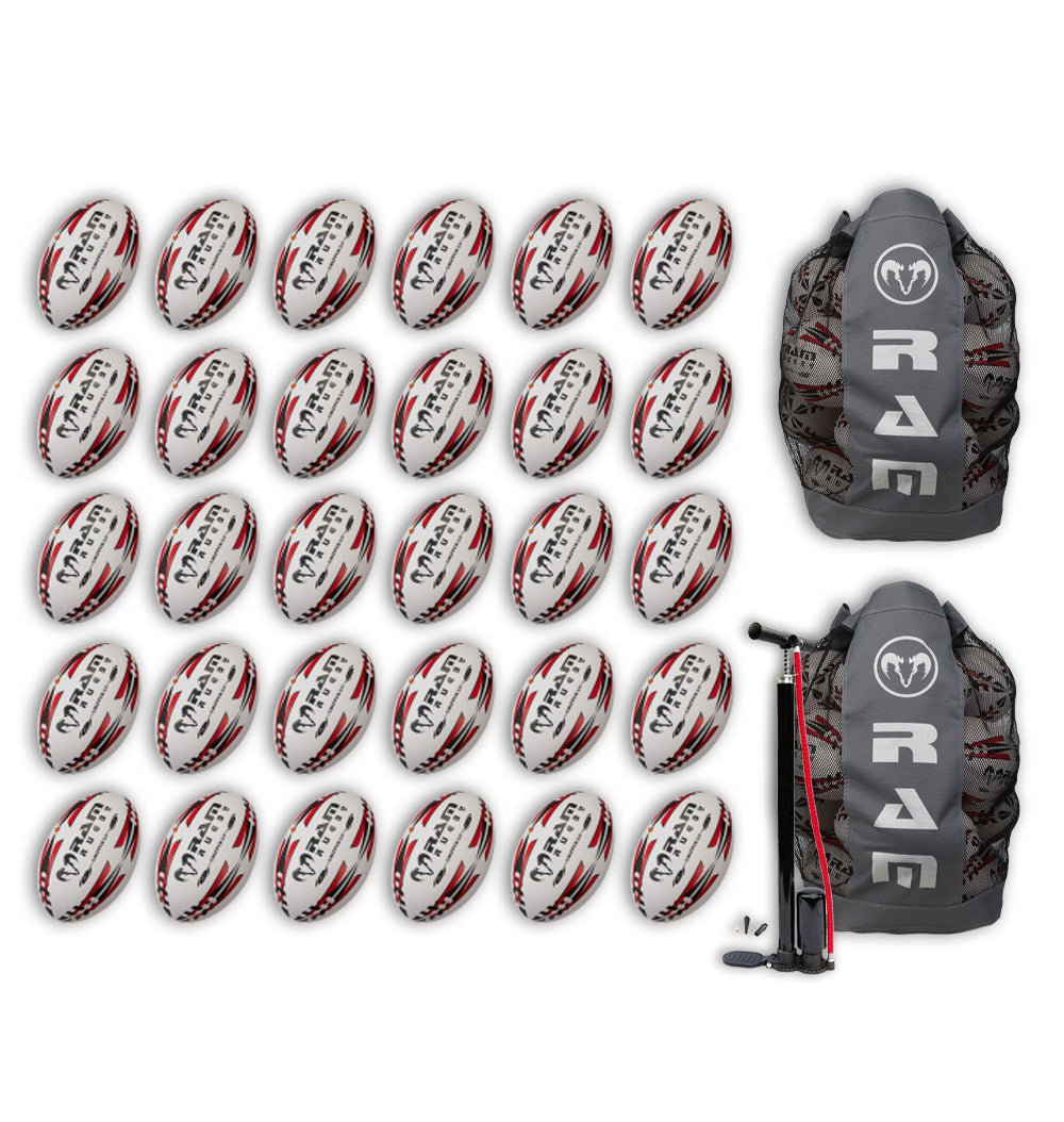 Ram Rugby-Gripper 2.0 Pro Trainer Ball Bundle - 30 x balls and 2 bags