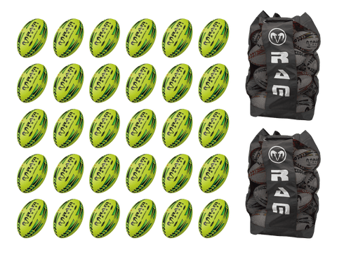 Gripper 2.0 Pro Trainer Neon Yellow, Orange & Green Ball Bundle - 30 x balls and 2 bags