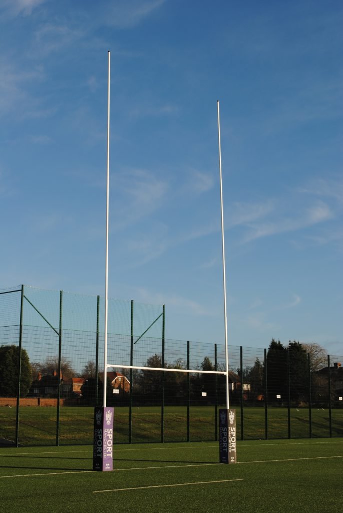 Rugby Goal Posts - 13m (or 42ft) Aluminium Hinged - Ram Rugby
