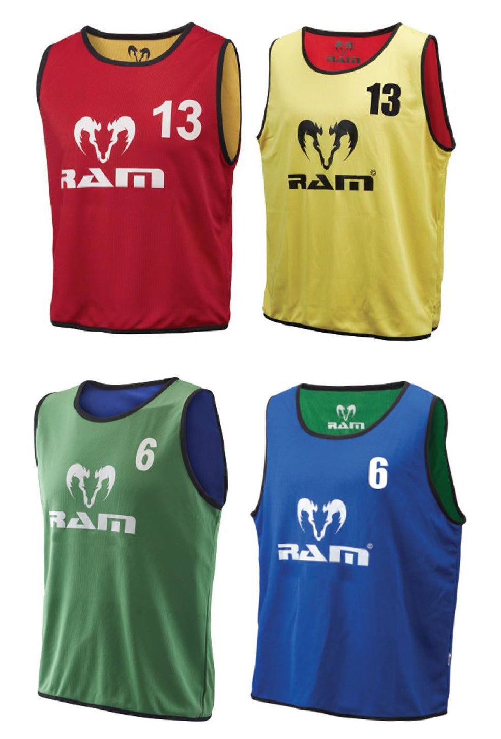 Numbered Reversible Contact Training Bibs - Set of 15
