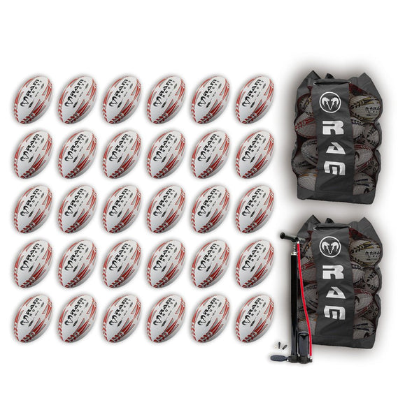 Ram Rugby-Squad Trainer Ball Bundle - 30 x balls and 2 bags